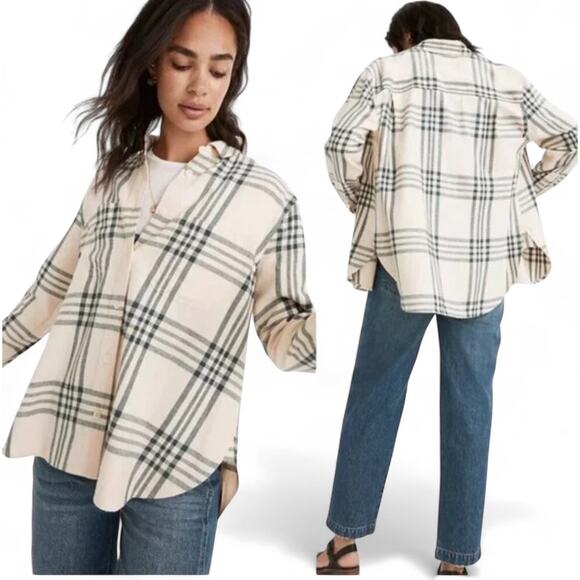 MADEWELL Oversized Boyfriend Swing Shirt in Windowpane - Size Small - Picture 3 of 6
